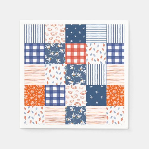 Patchwork 4th of July Red White Blue Napkins