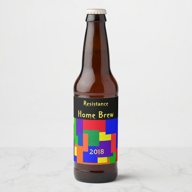 Patchwork Abstract Rainbow Resist Beer Label