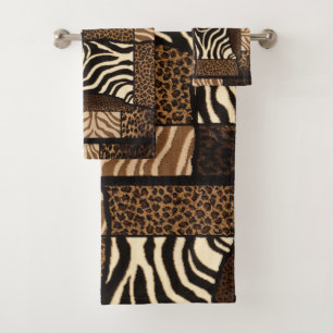 Patchwork African Animal Pattern– Bold & Cultural Bath Towel Set
