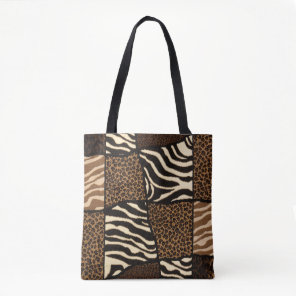 Patchwork African Animal Pattern – Bold & Cultural Tote Bag