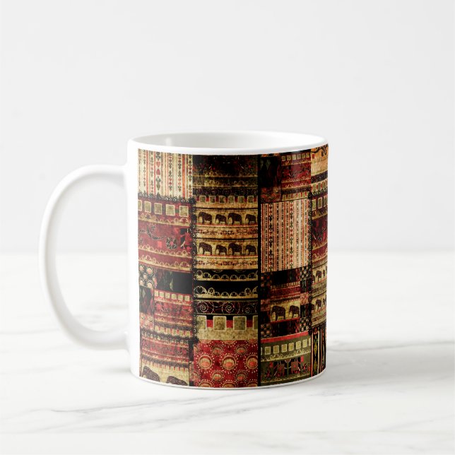 Patchwork african pattern grunge print background coffee mug (Left)