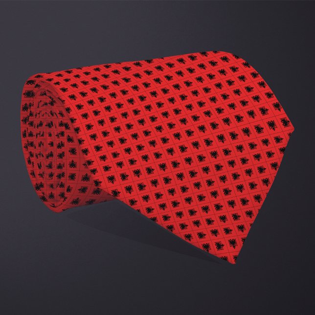 Patchwork Albania Flag Pattern  Neck Tie (Creator Uploaded)