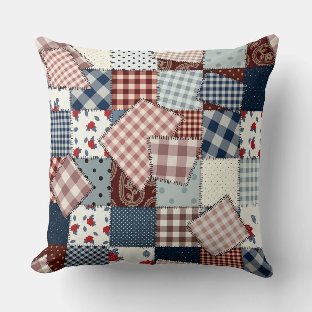 "Patchwork Americana" THROW PILLOW (Front)
