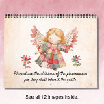 Patchwork Angel Fairy Calendar<br><div class="desc">Sewing themed wall calendar packed with sweet illustrations of angels dressed in a colorful patchwork motif and flower accents. Features a unique angel fairy image for each month,  plus cover and back. Front cover can be personalized with your own text.</div>
