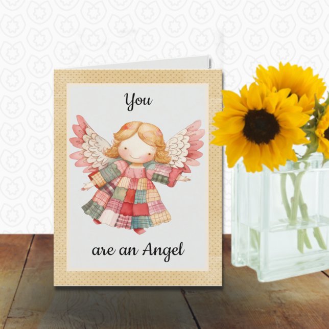 Patchwork Angel Letterpress Thank You Card (Creator Uploaded)