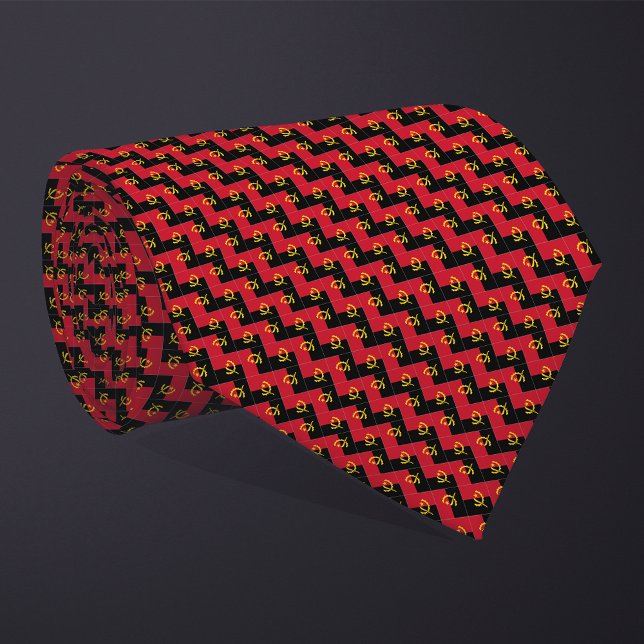 Patchwork Angola Flag Pattern  Neck Tie (Creator Uploaded)