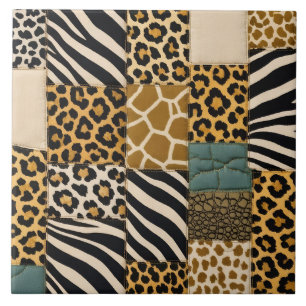 Patchwork Animal Print Ceramic Tile