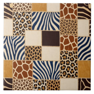 Patchwork Animal Print Ceramic Tile