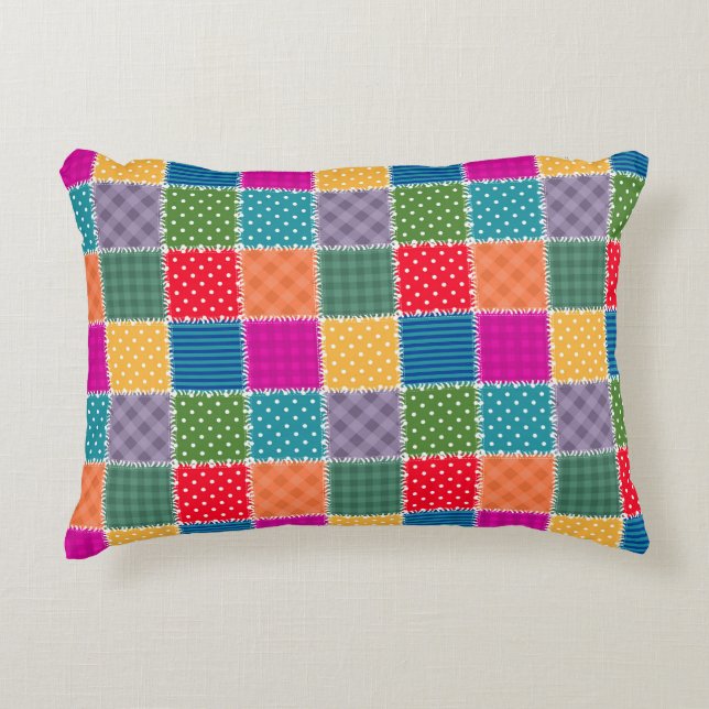 Patchwork Background: Diverse Pattern Mix Accent Pillow (Front)