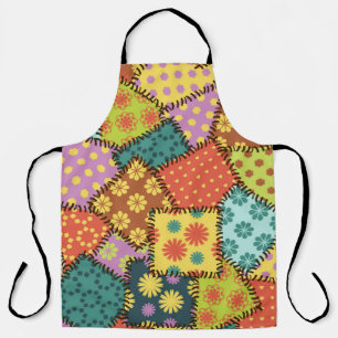 patchwork background with different patterns apron
