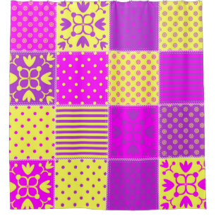 patchwork background with different patterns art,b shower curtain