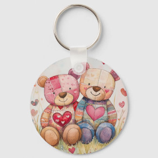 Patchwork Bears Valentine Keychain