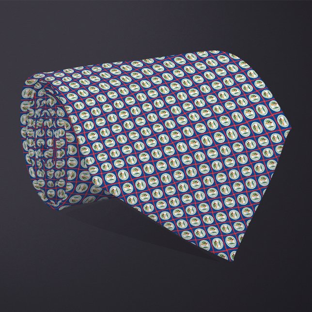 Patchwork Belize Flag Pattern  Neck Tie (Creator Uploaded)