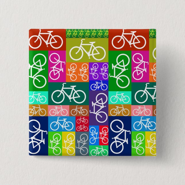 Patchwork Bicycles Art Button (Front)