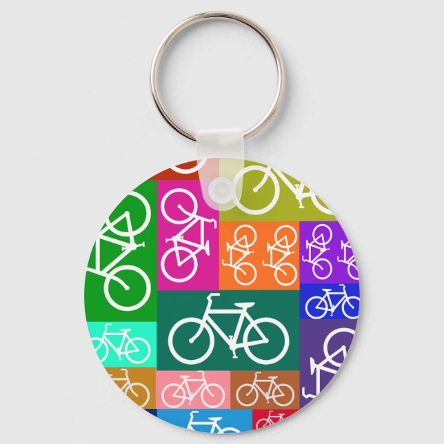 Patchwork Bicycles Art Keychain (Front)