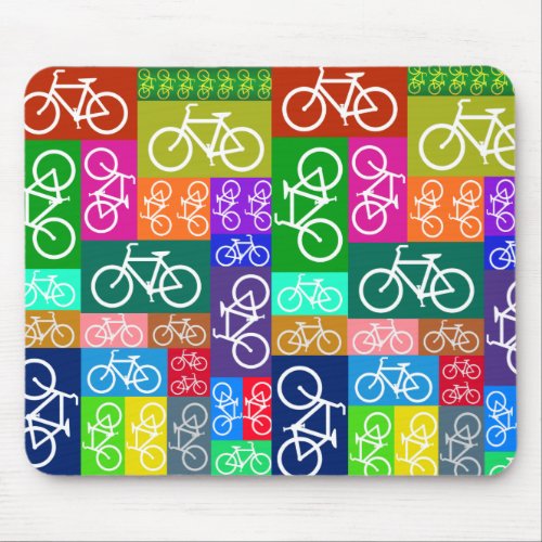 Patchwork Bicycles Art Mouse Pad