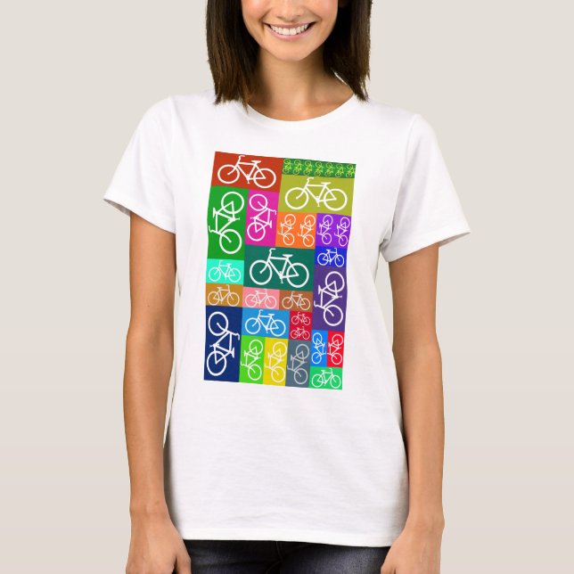 Patchwork Bicycles Art T-Shirt (Front)