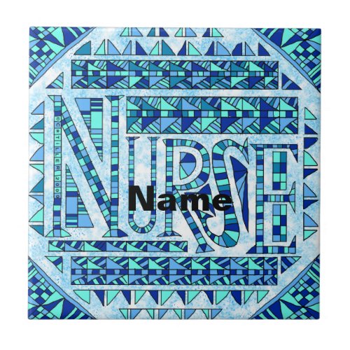 Patchwork Blue Nurse  Ceramic Tile