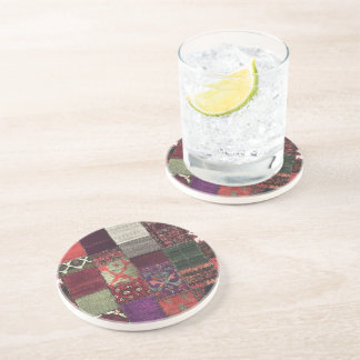 Patchwork Bohemian Round Sandstone Coaster