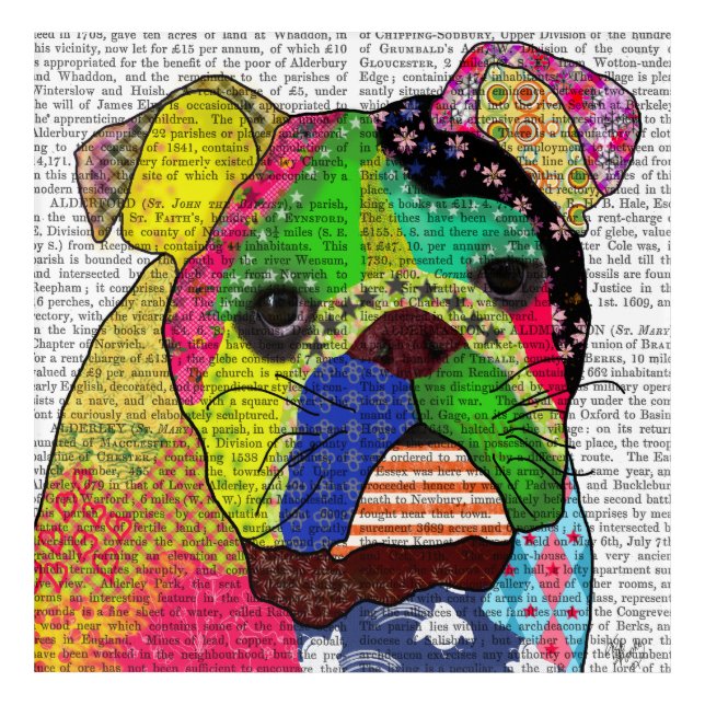 Patchwork Bulldog Acrylic Print (Front)