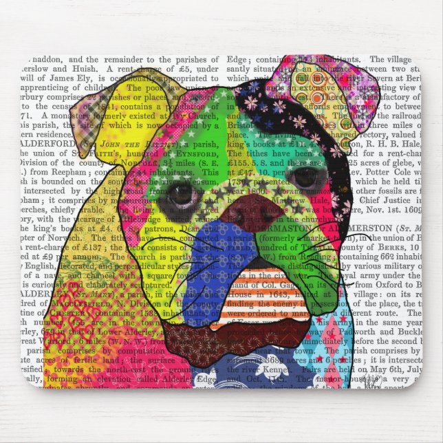 Patchwork Bulldog Mouse Pad (Front)