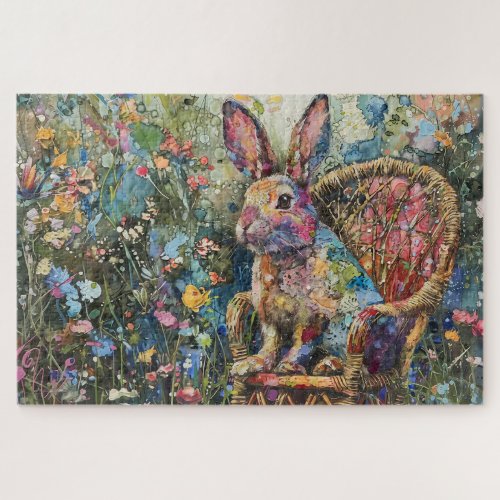 Patchwork Bunny in the Garden Jigsaw Puzzle