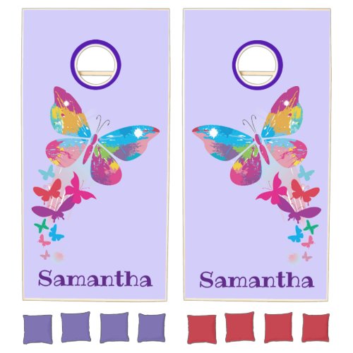 Patchwork Butterflies Design Cornhole Set