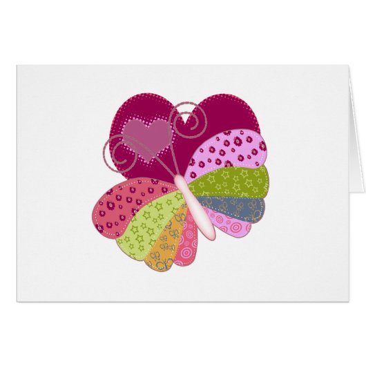 Patchwork Butterfly Heart Cards (Front Horizontal)