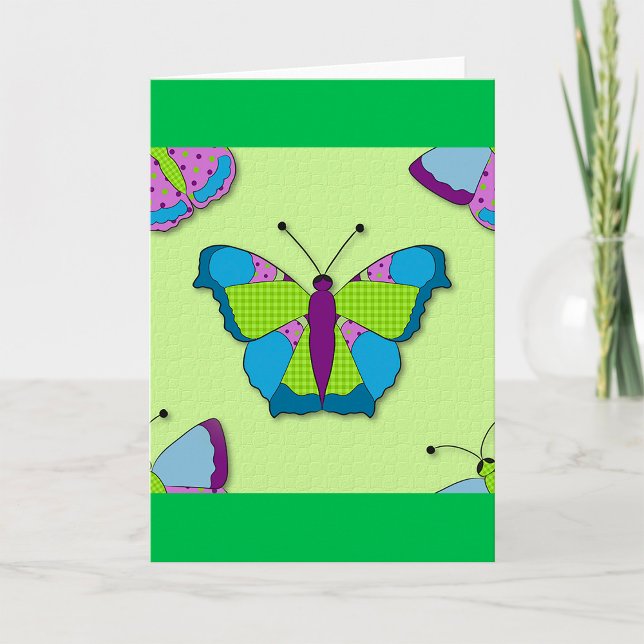 Patchwork Butterfly Pattern on Green Card (Creator Uploaded)
