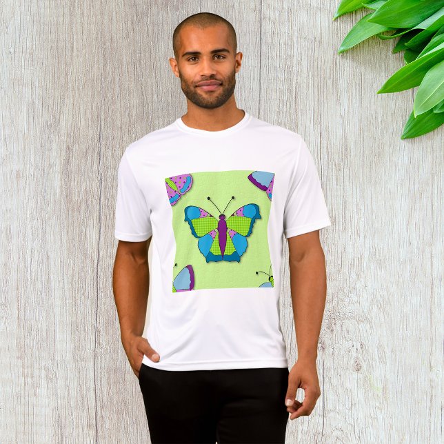 Patchwork Butterfly Pattern on Green T-Shirt (Creator Uploaded)