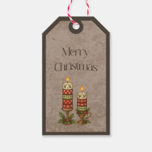 Patchwork Candles in Christmas Colors Gift Tag