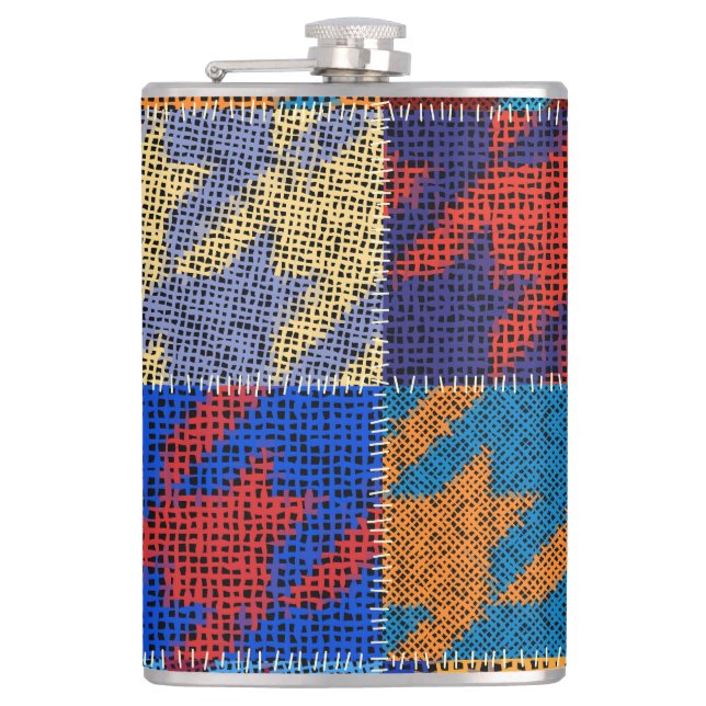 Patchwork canvas: imitation vintage pattern. flask (Front)