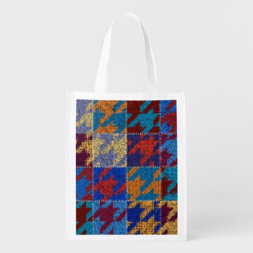 Patchwork canvas imitation vintage pattern grocery bag