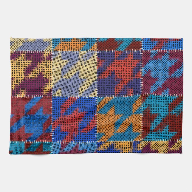 Patchwork canvas: imitation vintage pattern. kitchen towel (Horizontal)