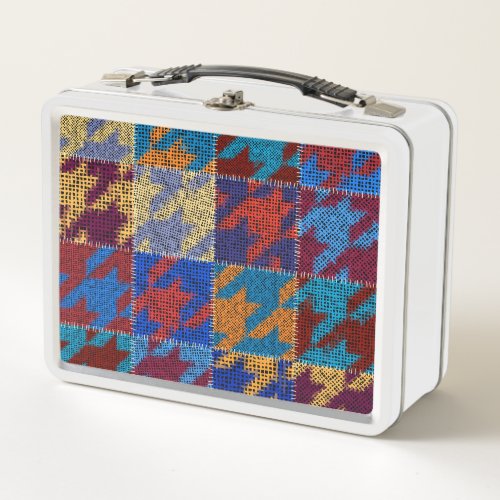 Patchwork canvas imitation vintage pattern metal lunch box