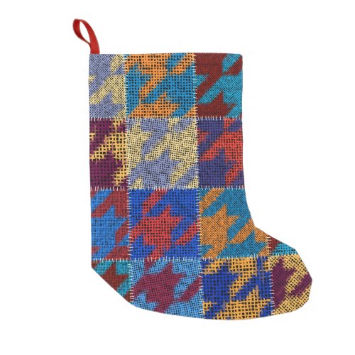 Patchwork canvas imitation vintage pattern small christmas stocking