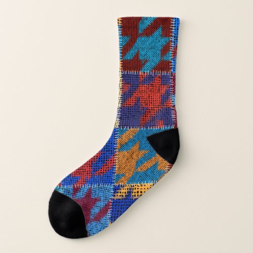 Patchwork canvas imitation vintage pattern socks
