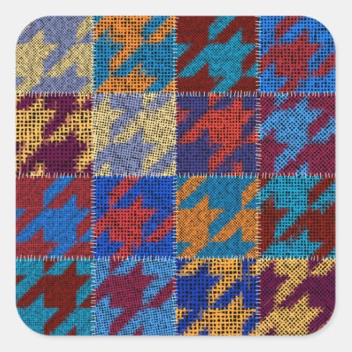 Patchwork canvas imitation vintage pattern square sticker