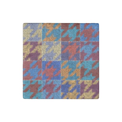 Patchwork canvas imitation vintage pattern stone magnet