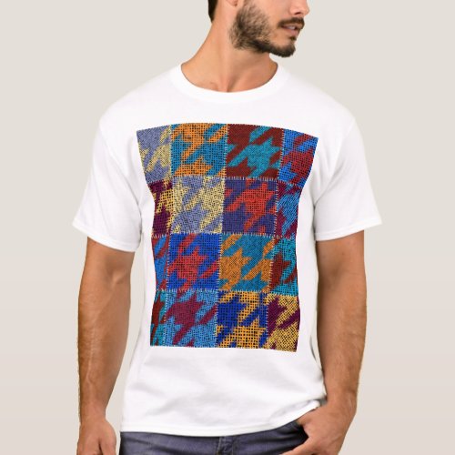 Patchwork canvas imitation vintage pattern T_Shirt