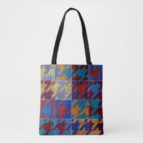Patchwork canvas imitation vintage pattern tote bag