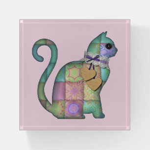 patchwork cat paperweight