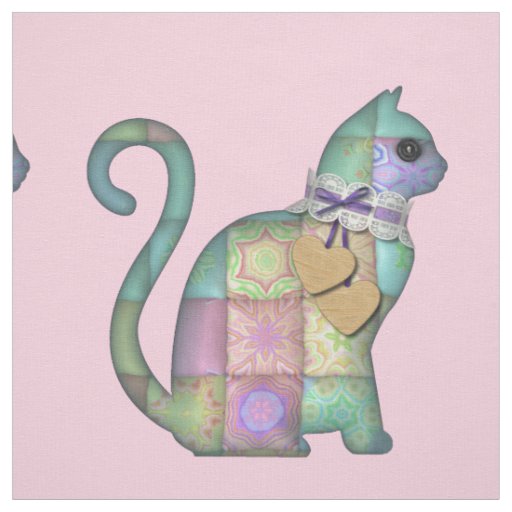 patchwork cat print fabric