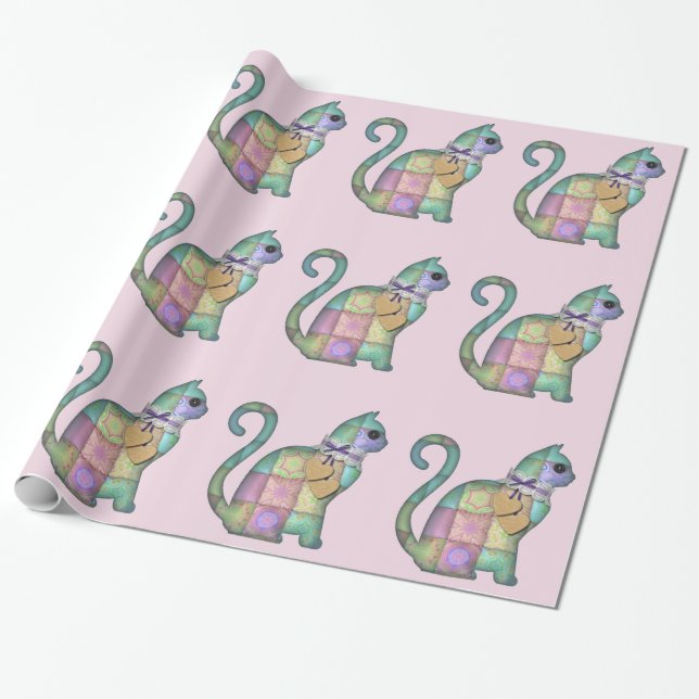 patchwork cat wrapping paper (Unrolled)