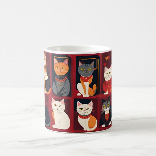 patchwork cats AI art coffee mug