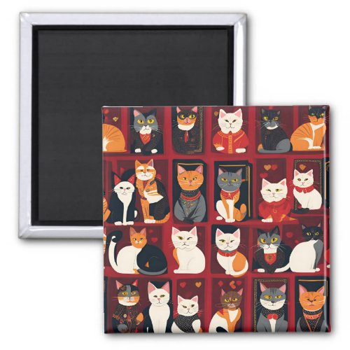 patchwork cats AI art magnet