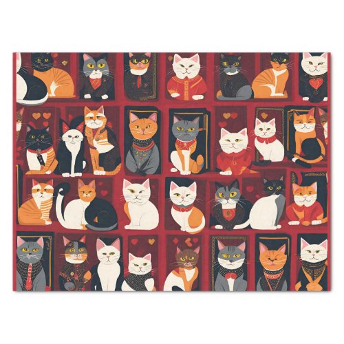 patchwork cats AI art tissue paper