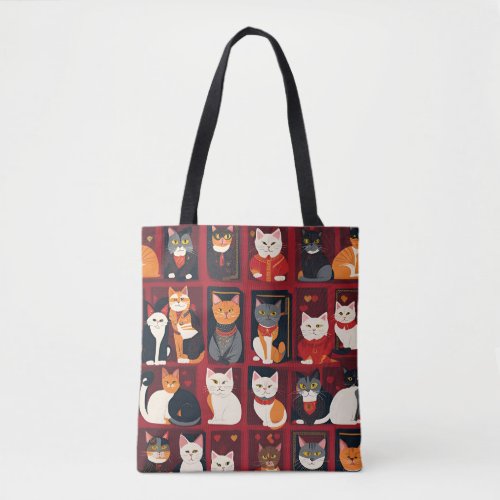 patchwork cats Ai art tote bag