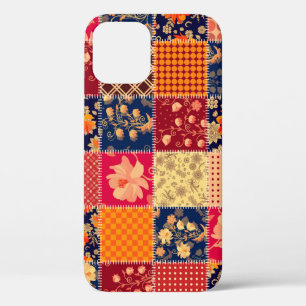Patchwork Charm: Floral & Geometric Mix iPhone 12 Case
