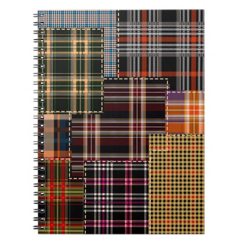 patchwork chercks pattern tartan design surface  notebook